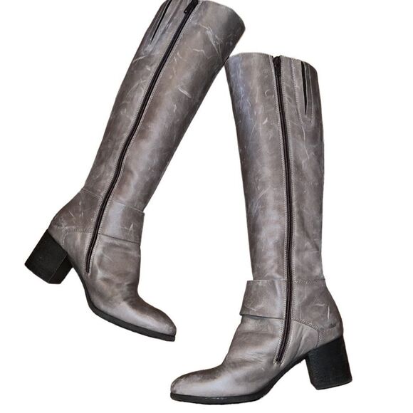 Marina Rinaldi Taupe Leather Boot Size 5 - Picture 3 of 7